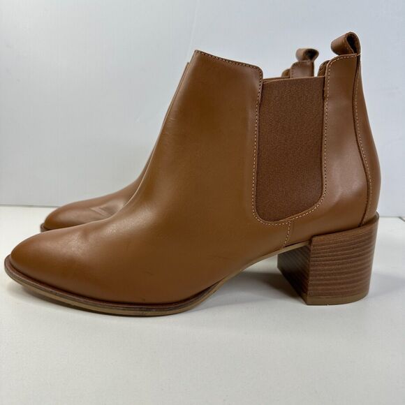 Everlane The Heel Ankle Boot Leather Block Heel Cognac Brown Women 10.5 NWOB - Picture 6 of 12